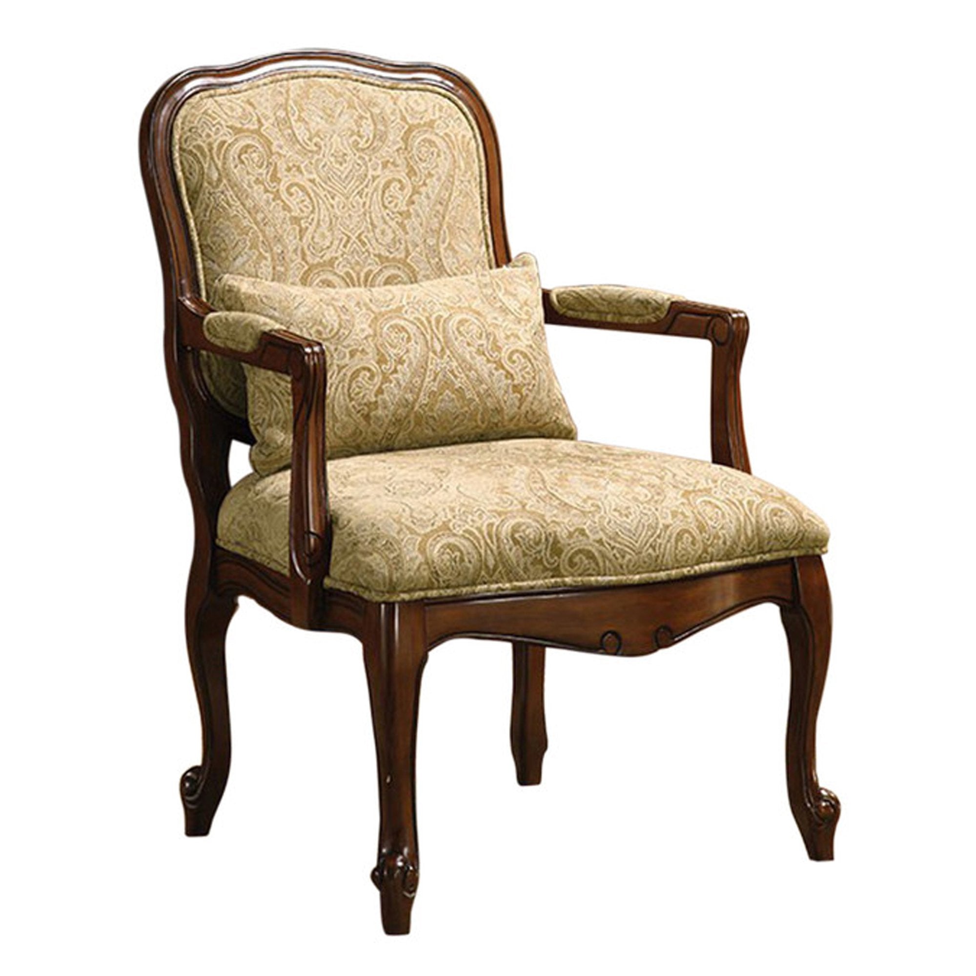 Waterville Traditional Accent Fabric Chair With Pillow, Dark Cherry