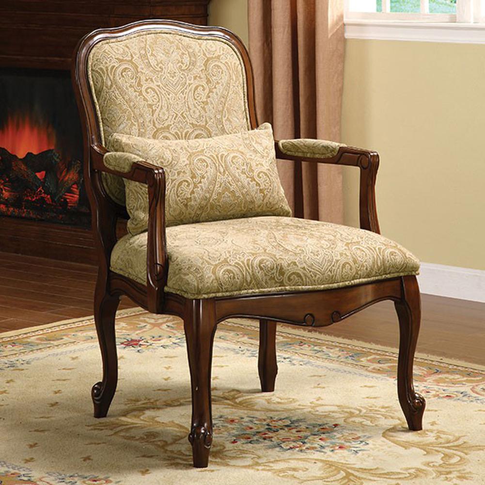 Waterville Traditional Accent Fabric Chair With Pillow, Dark Cherry