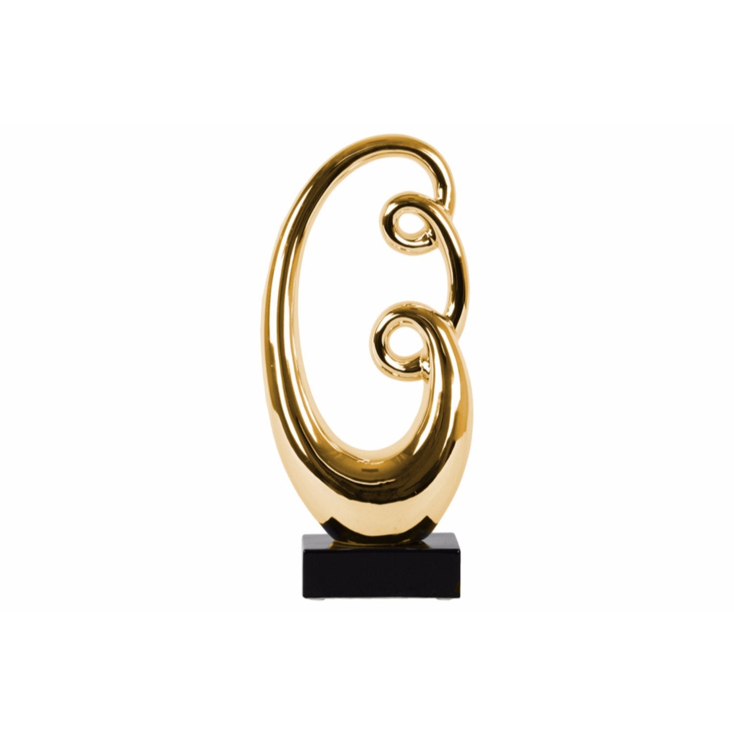 Abstract Sculpture decor on Base Polished Chrome Finish Gold - Benzara