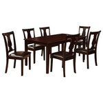 7Pc Dining Table Set, Chair with Pu Cushion, Expresso Finish