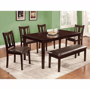 6Pc Dining Table Set, Chair with Pu Cushion, Expresso Finish