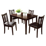 5Pc Dining Table Set, Chair with Pu Cushion, Walnut Finish