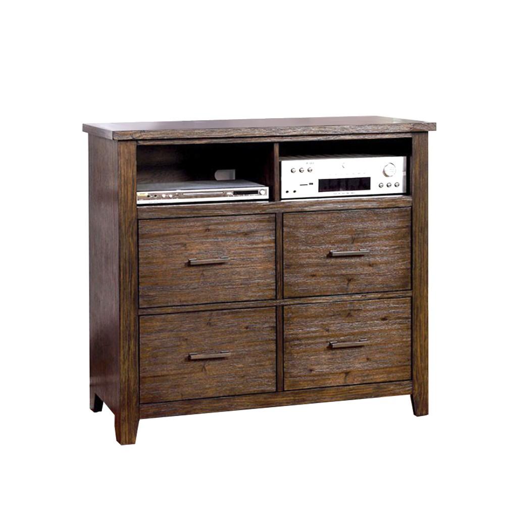 Well-designed Wooden Media Chest, Dark Walnut Brown