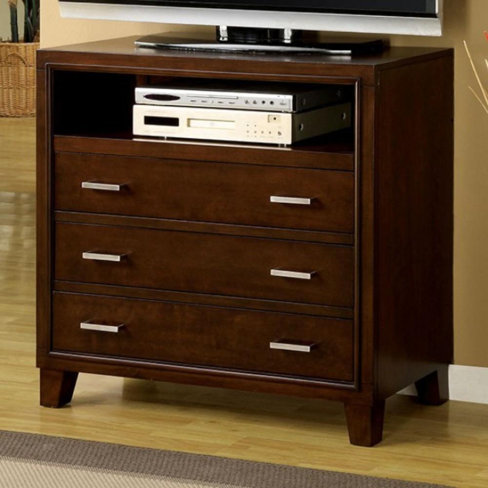 3 Drawers Contemporary Style Media Chest, Cherry Brown