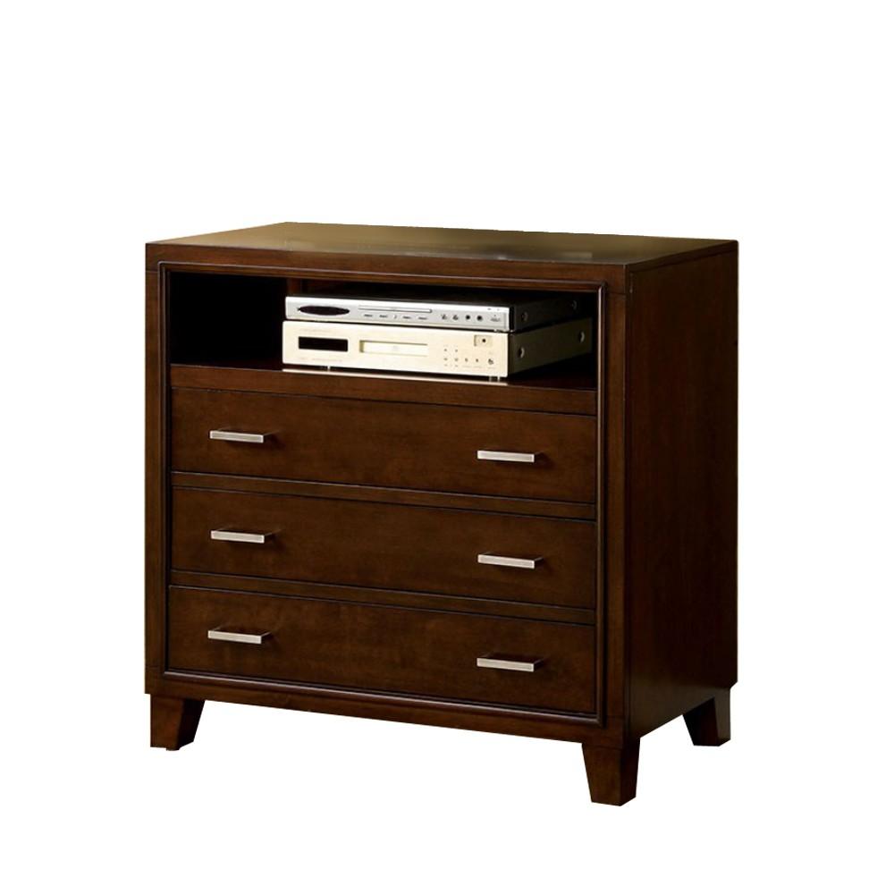 3 Drawers Contemporary Style Media Chest, Cherry Brown