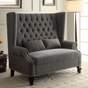 Alcacer Romantic Mid-Century Style Love Seat, Gray