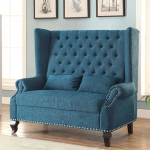 Alcacer Romantic Mid-Century Style Love Seat, Teal