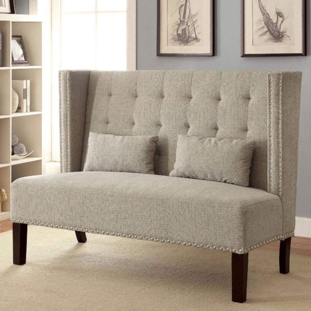 Amora Romantic Mid-Century Style Love Seat, Beige