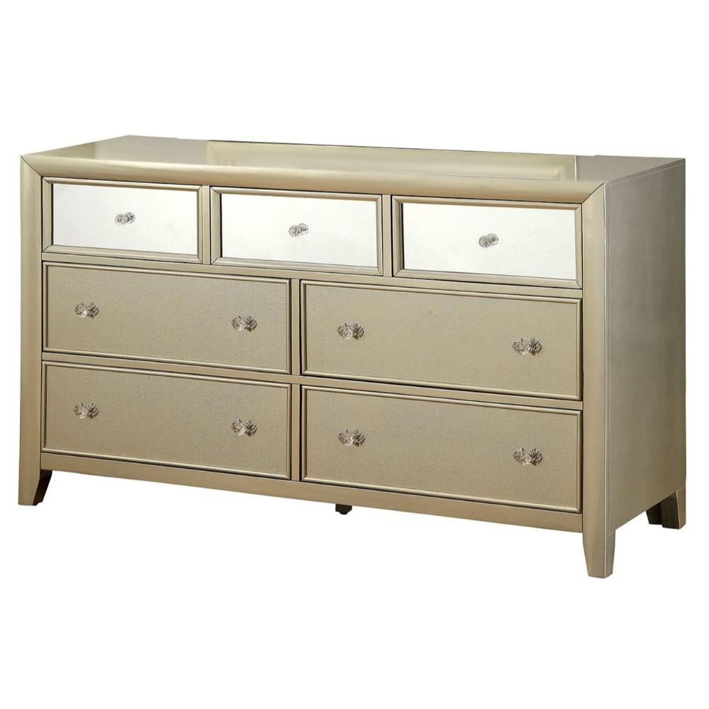 Alluring Wooden Dresser In Contemporary Style, Silver