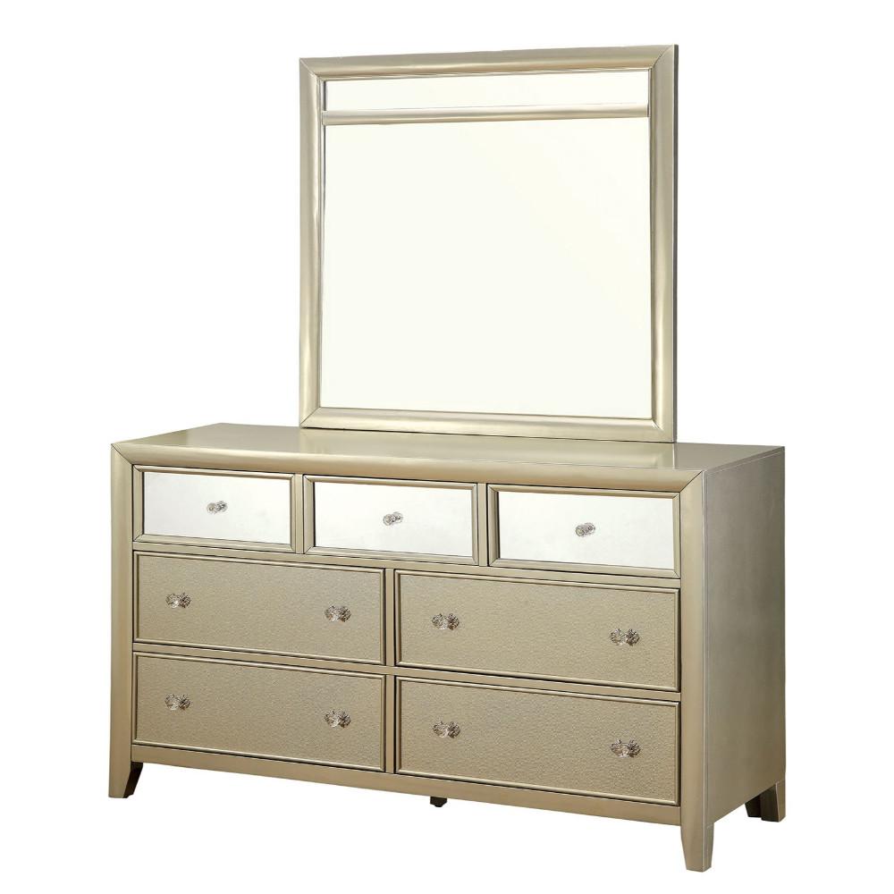 Alluring Wooden Dresser In Contemporary Style, Silver