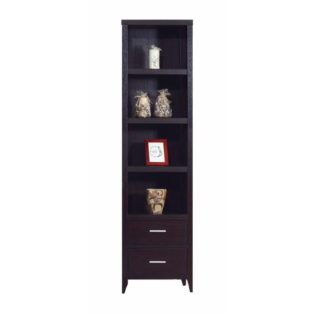 Well- Designed Media Tower With Display Shelves, Dark Brown