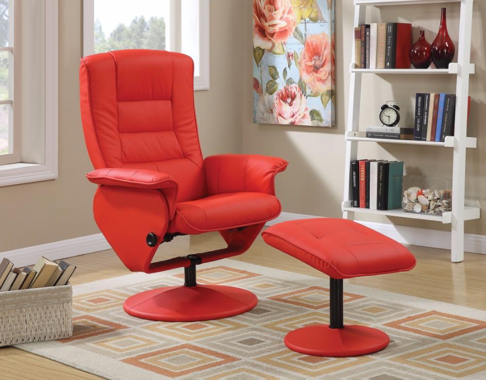 Arche Recliner Chair & Ottoman, 2 Piece Pack, Red