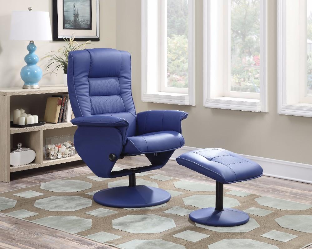 Arche Recliner Chair & Ottoman, 2 Piece Pack, Blue