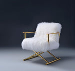 Bagley Accent Chair, Wool & Gold Brass