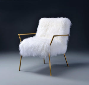 Bagley Accent Chair, Wool & Gold Brass