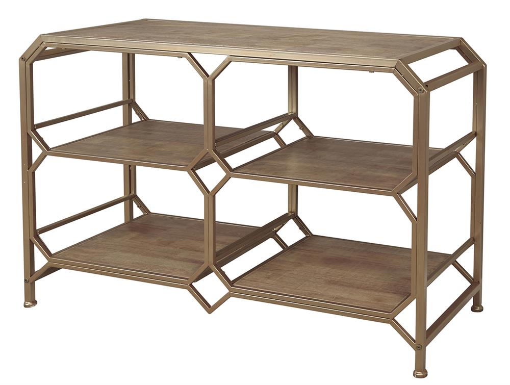 Wooden And Metal Console Table, Bronze