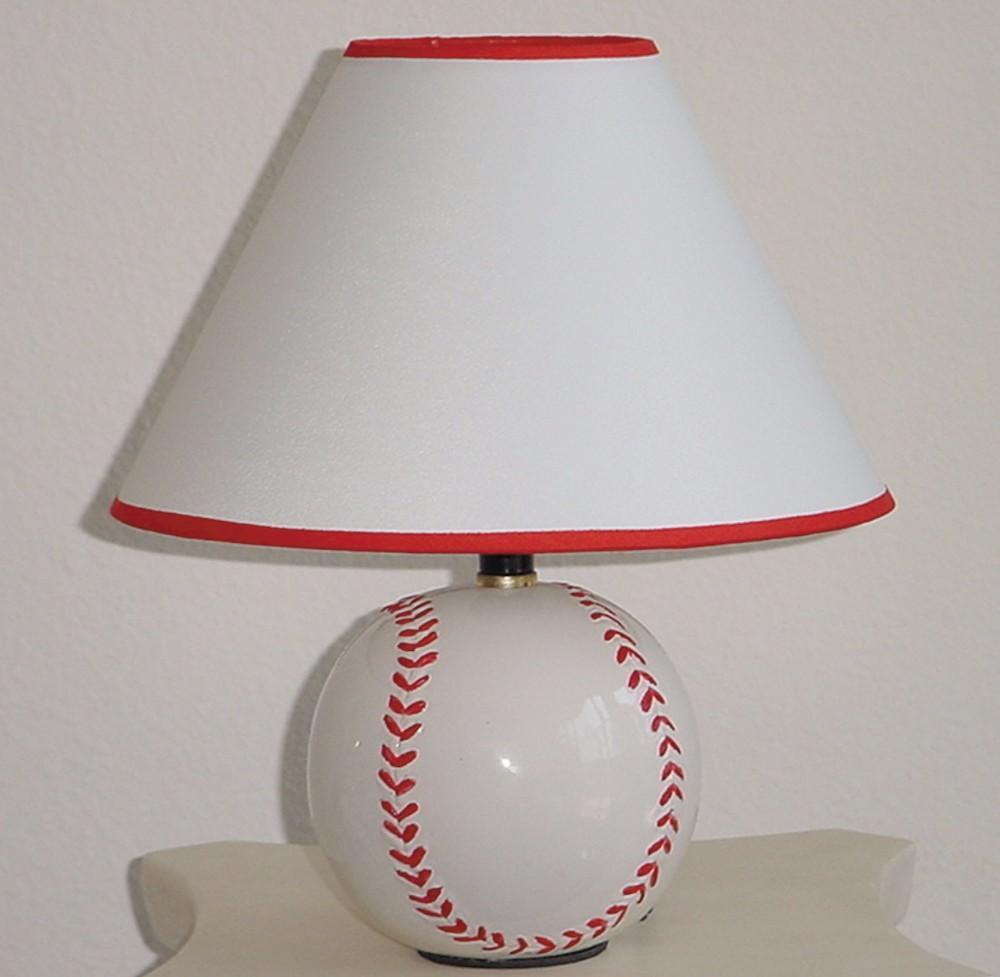 Baseball Inspired Ceramic Table Lamp, Red & White Set of 8