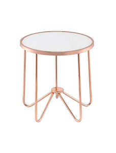 Alivia End Table, Frosted Glass & Rose Gold