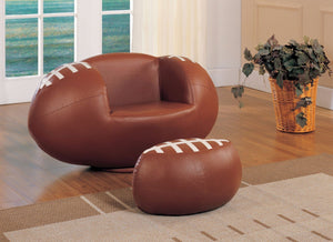 All Star 2 Piece Pack Chair & Ottoman, Football: Brown & White