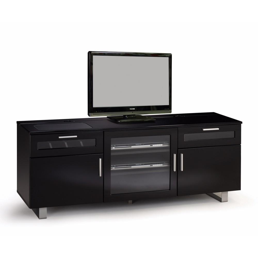 Appealing TV Console with High Gloss Black Framework