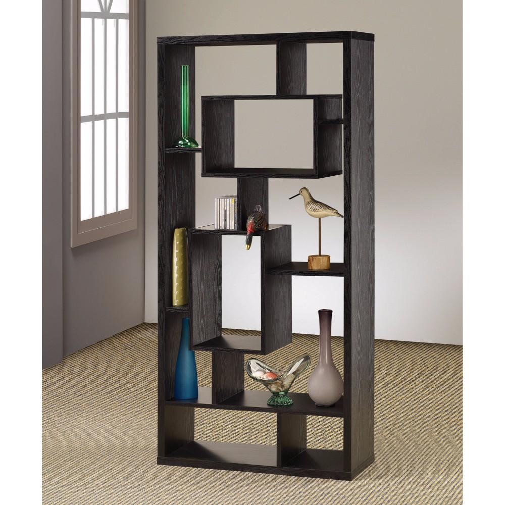 Asymmetrical Cube Black Book Case with Shelves