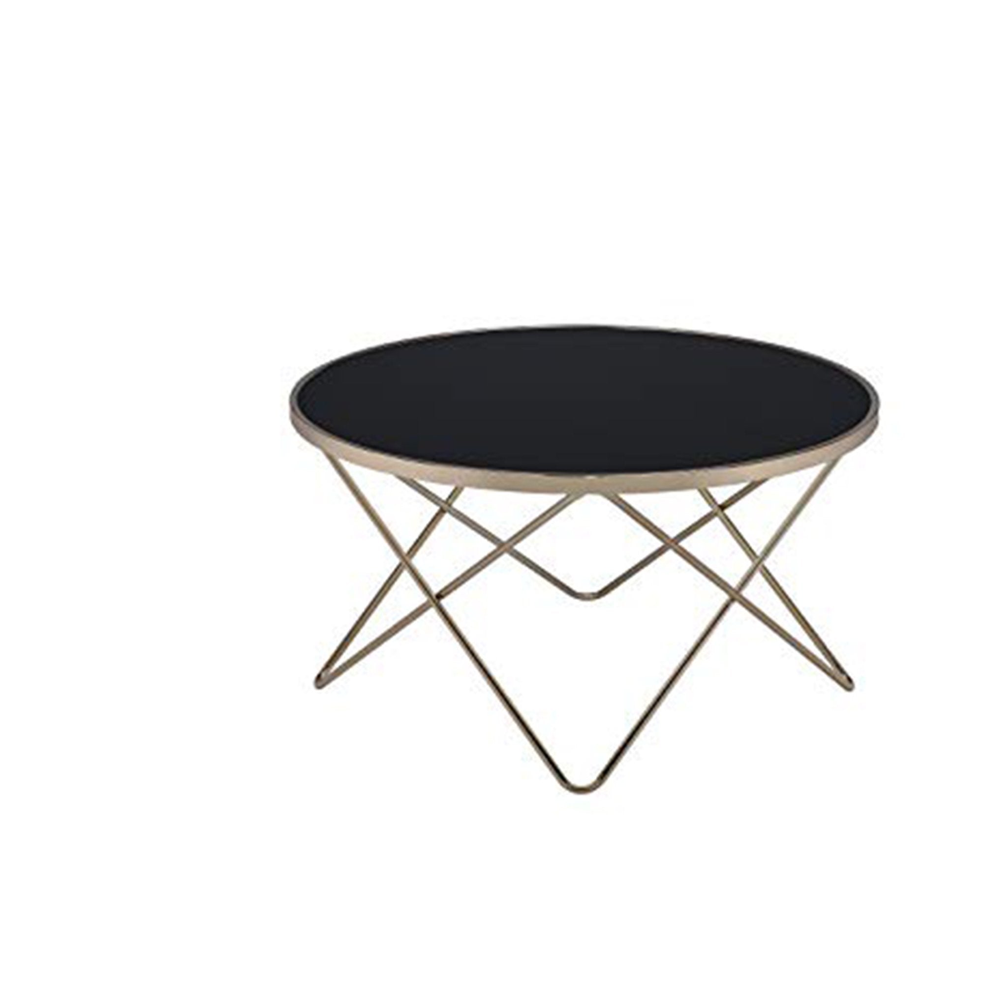 Alluring Coffee Table, Black Glass & Gold