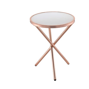 Alluring Side Table, Frosted Glass & Copper