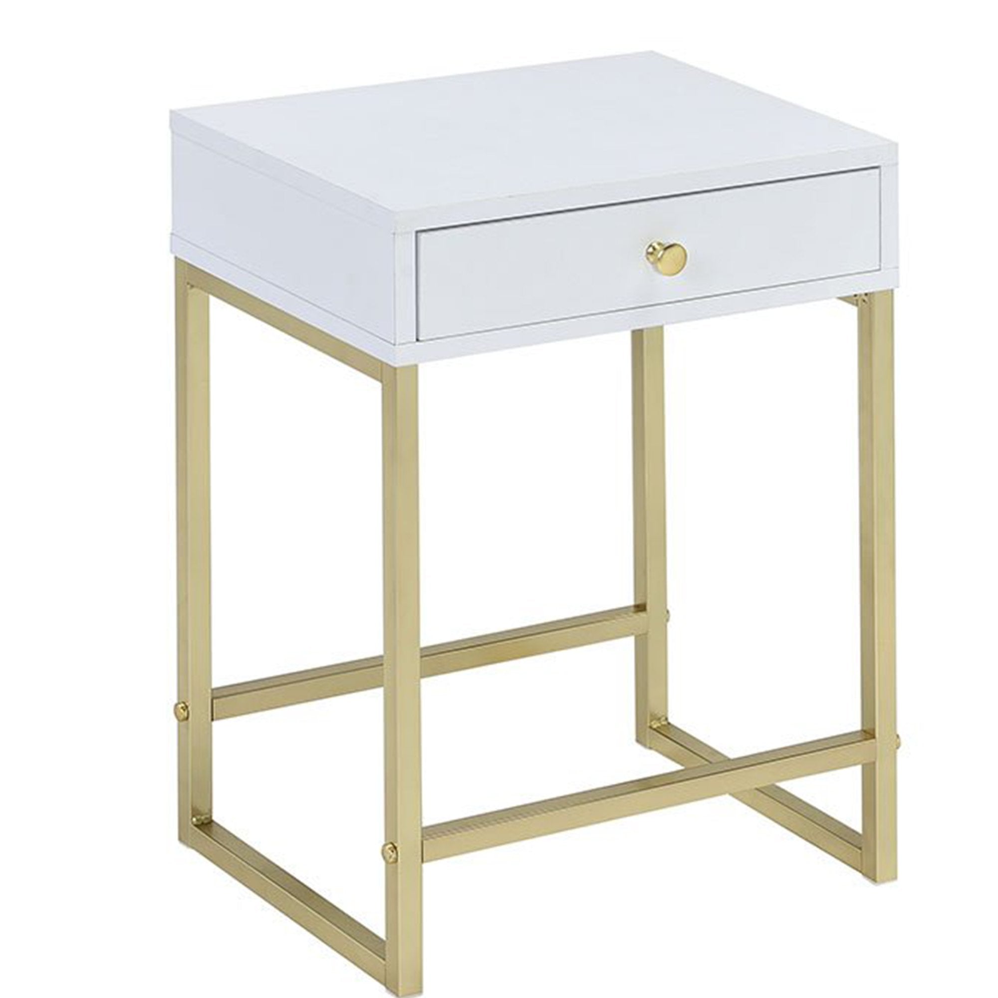 Astonishing Side Table, White & Gold