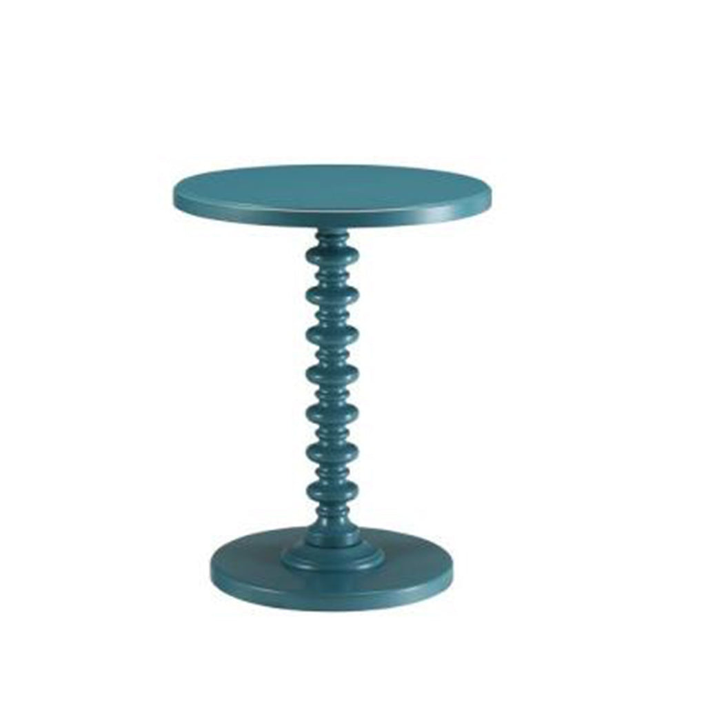 Astonishing Side Table With Round Top, Teal Blue