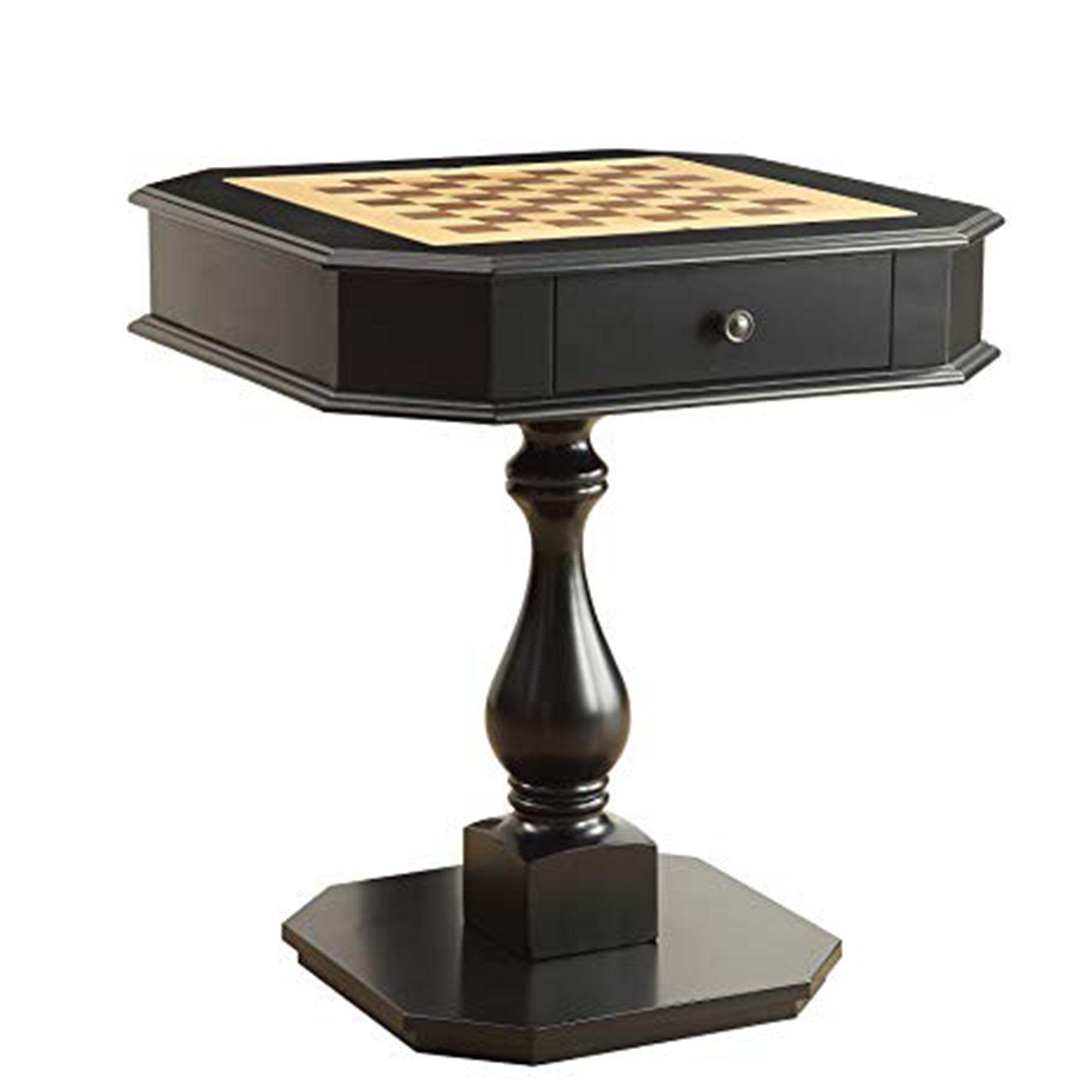 Wooden Chess Game TableWith One Drawer, Black