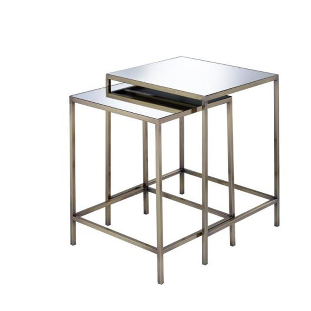 Astonishing Nesting Tables Set, Mirror & Brass