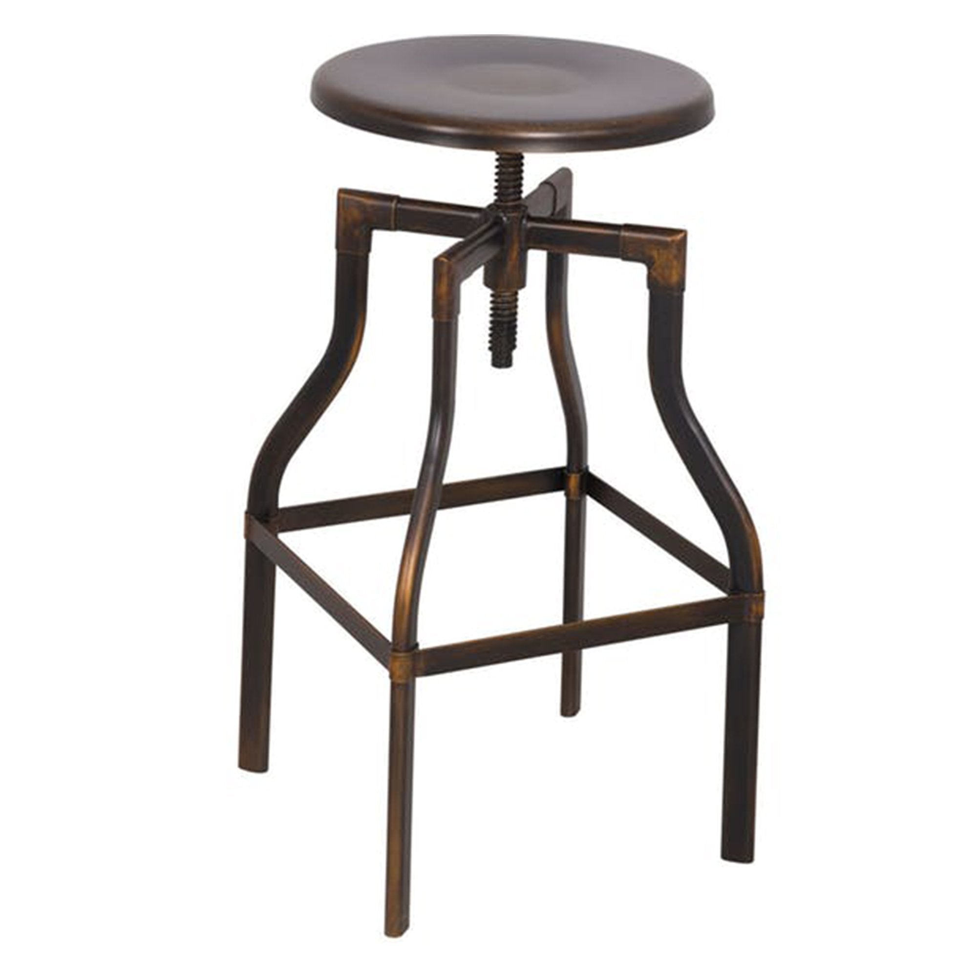 Adjustable Stool with Swivel, Antique Copper