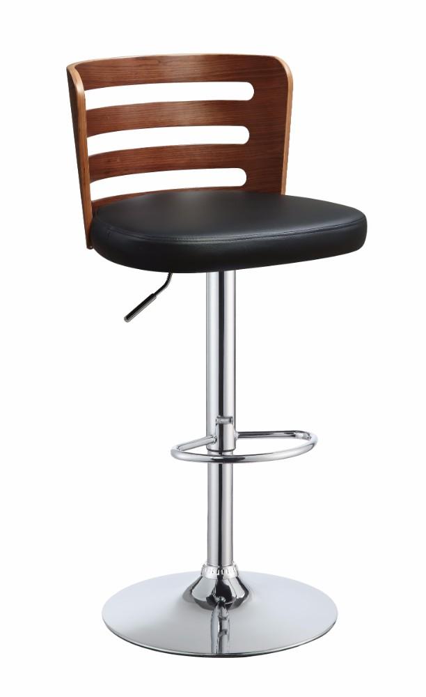 Adjustable Stool with Swivel, Black & Walnut Brown