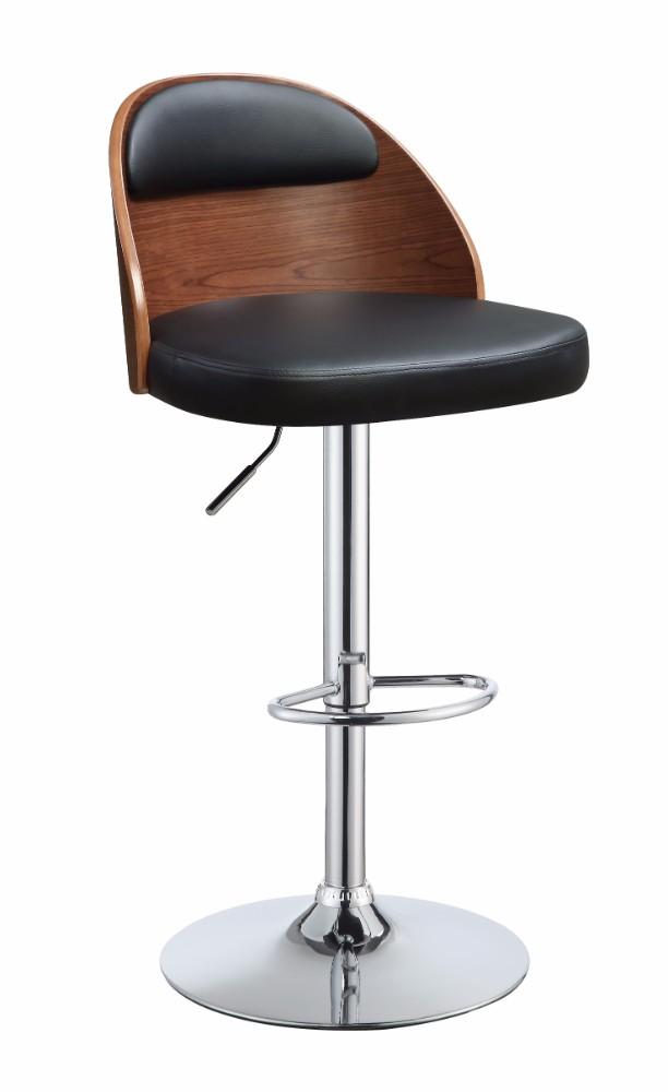 Alluring Adjustable Stool with Swivel, Black & Walnut Brown