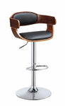 Wooden Adjustable Stool with Swivel, Black & Walnut Brown