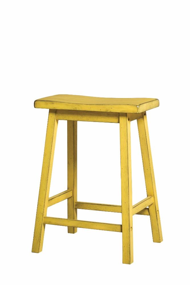 Wooden Counter Height Stool (Set-2), Antique Yellow