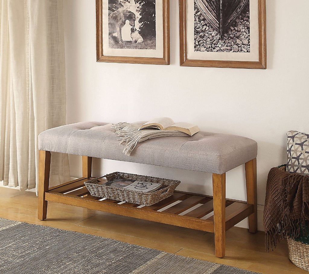 Wooden Bench, Light Gray & Oak