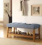 Wooden Bench, Blue & Oak