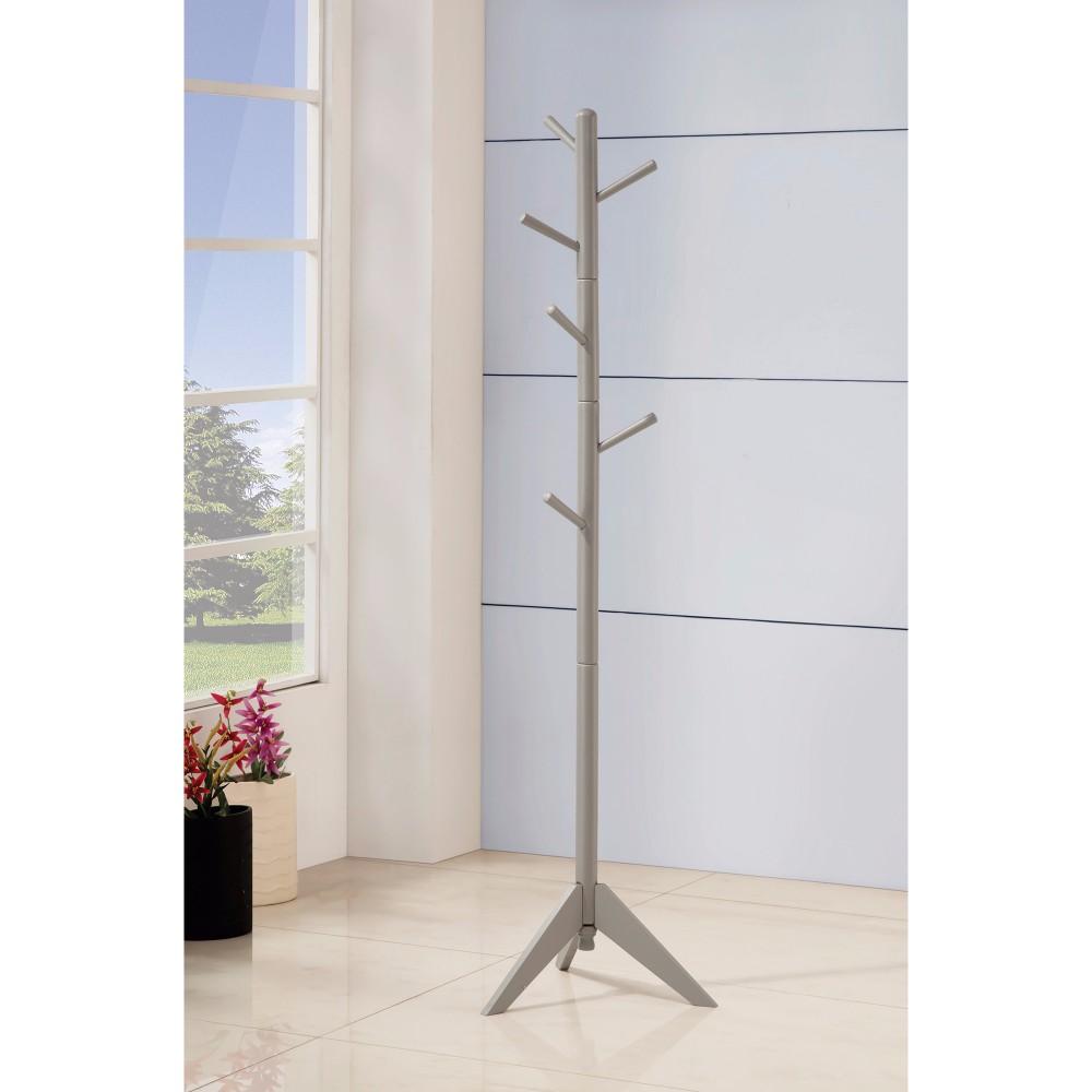 Well-made Metal Coat Rack with Six Pegs, Gray