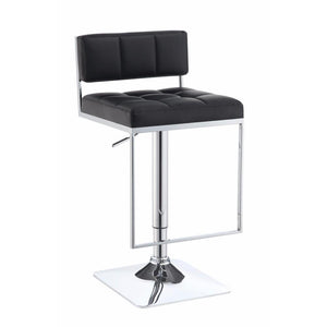 Adjustable Contemporary Metal Bar Stool, Black & Silver