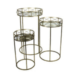 Appealing and Flashy Set of 3 Metal Accent Tables, Gold