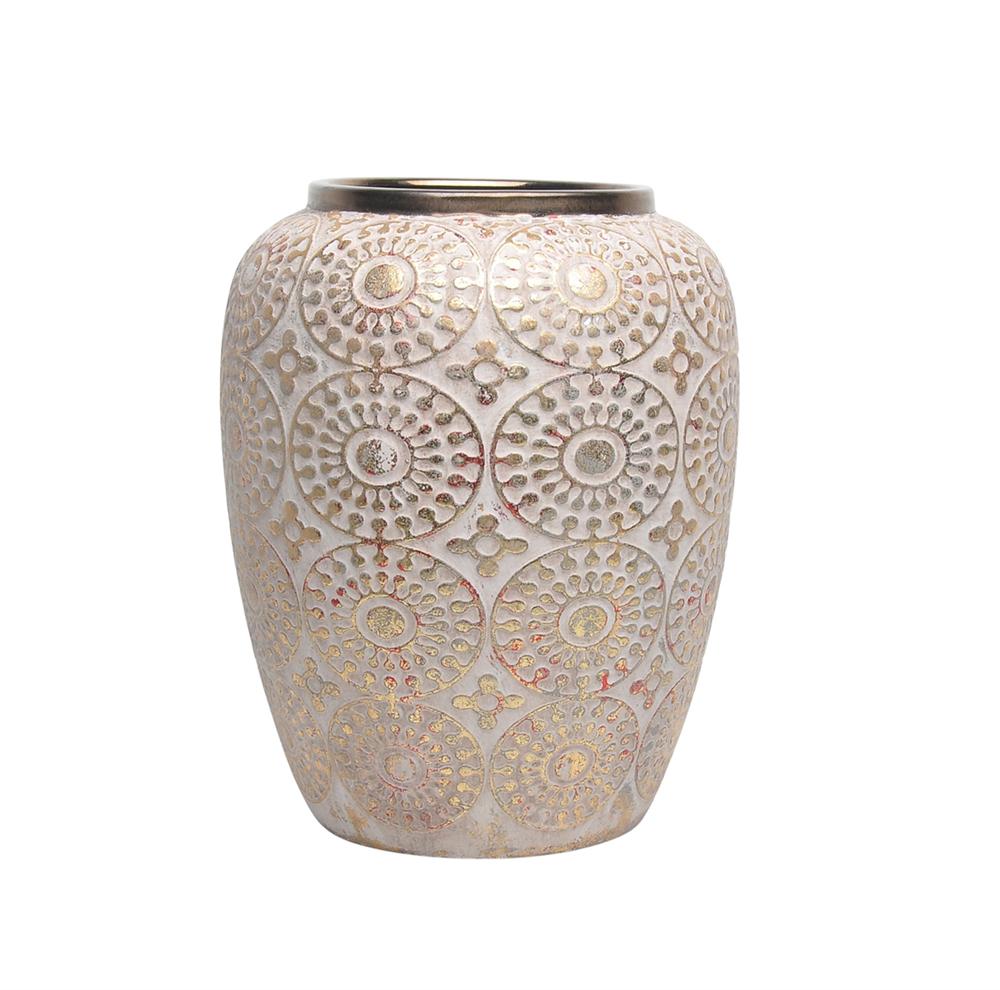 Well-designed decorative Ceramic Vase, White And Gold