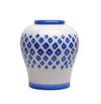 Artistically captivated Ceramic Vase, White And Blue