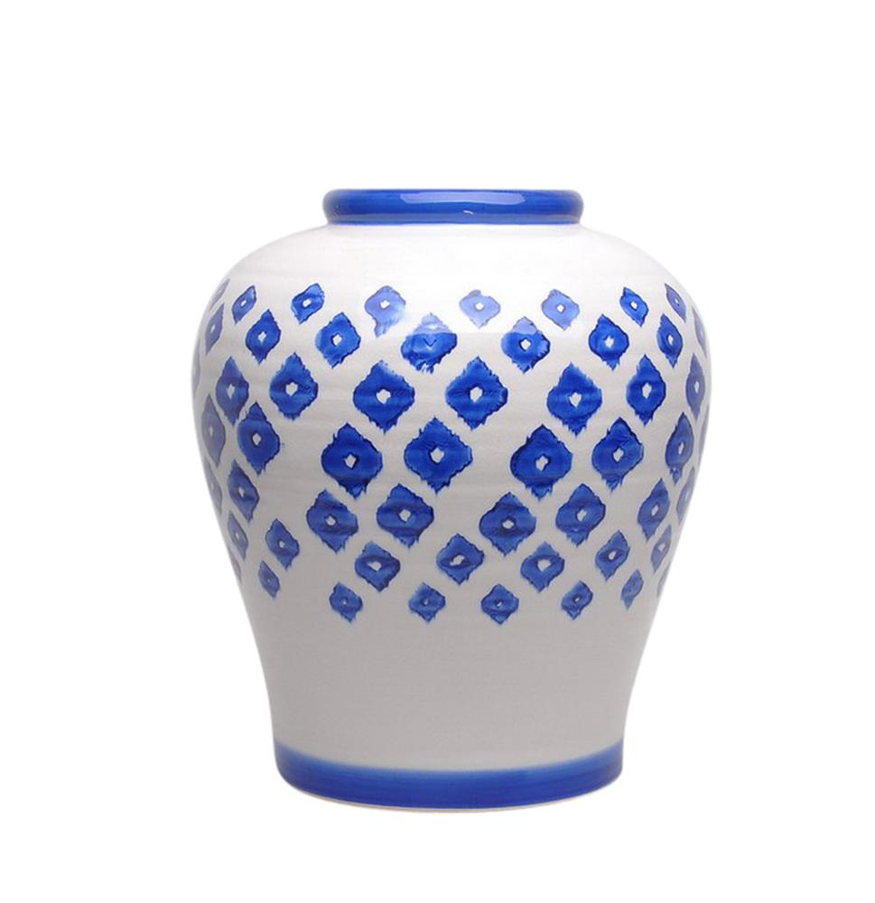 Appealingly Charmed Ceramic Vase, White And Blue