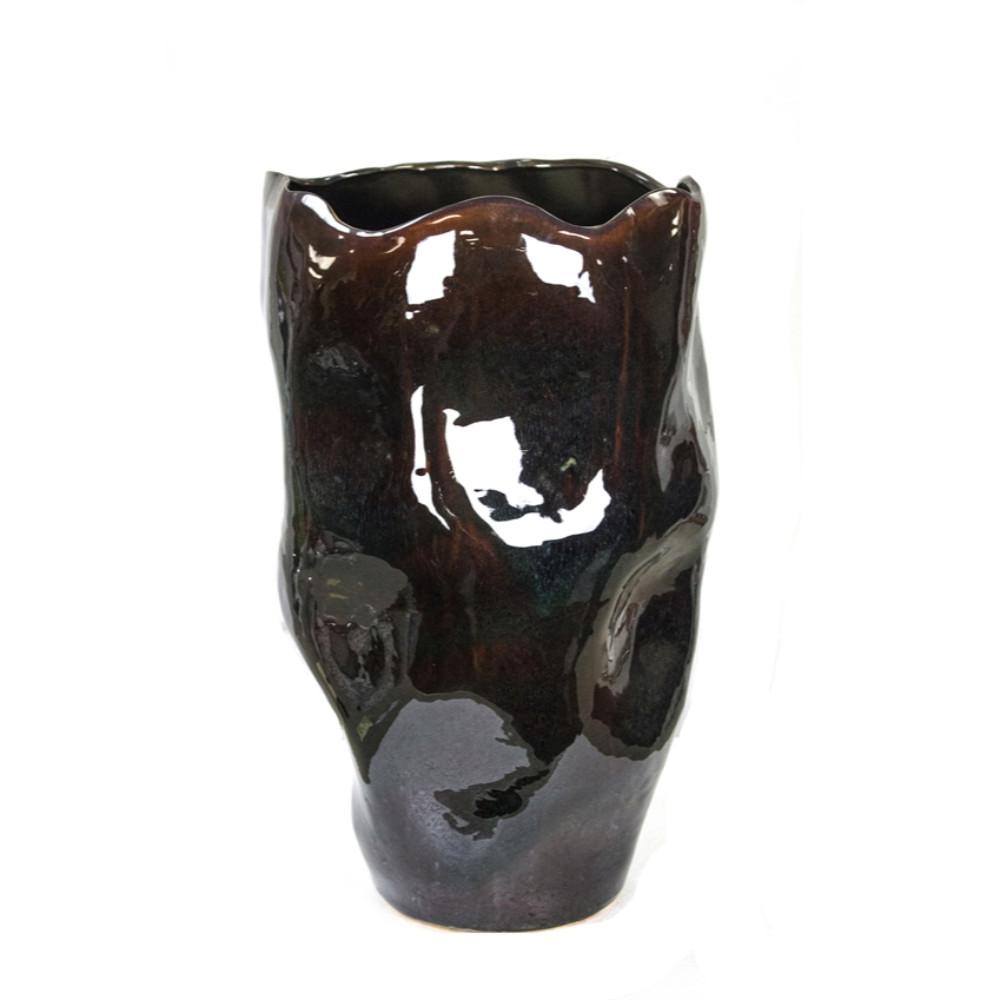 Abstract decorative Ceramic Vase, Brown