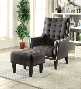 Wooden & Fabric Chair & Ottoman, 2 Piece Pack