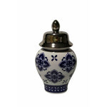 Well-Designed Ceramic Covered Temple Jar, Blue And White