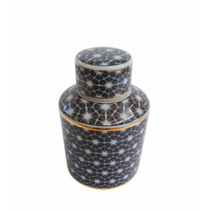 Well-Made Ceramic Covered Jar, Black And White