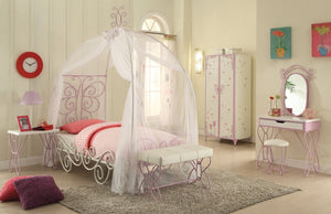 Angel Full Bed with Canopy, White & Purple