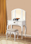 Wooden Vanity Desk with 1 Drawer & Stool, White